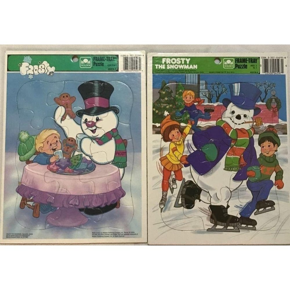 Vintage Frosty The Snowman Golden Toys Frame-Tray Children's Puzzles Set